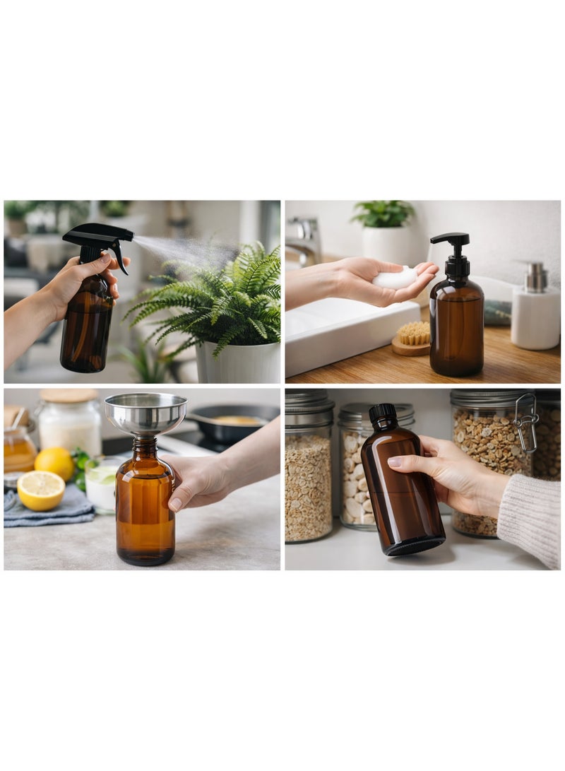 Luxoraq 500ml Amber Glass Bottle,  ( pack of 2 ) Brown Glass Boston Round Bottles, Refillable Containers for Essential Oils, Shampoo, Lotion, Soap, Cleaning Solutions, Lab Reagents – UV Protection, Leakproof Cap - Image 4